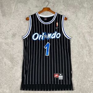 Nike Orlando Magic Penny Hardaway 1 NBA Jersey Mens Medium Black Striped Vintage